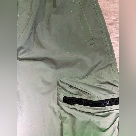 Zara Men Green Reflective Track Pants‎ Neon Cargo Medium - Picture 4 of 7